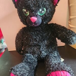 Build-A-Bear Black Plush Cat with Pink Details